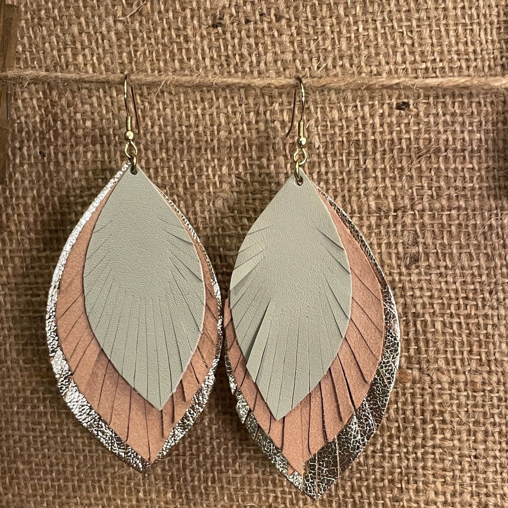 Feathered Fringe Earrings, blush 😊